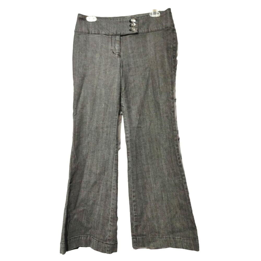 New York & Company Battery Park Wide Leg Flared Trouser Charcoal Womens Size 8P
